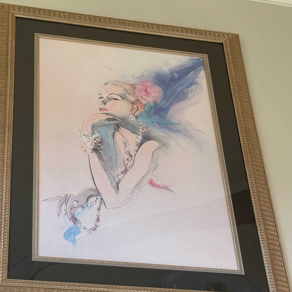 Chic Portrait Art Print with Gold Frame